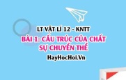 Lý thuyết Vật lí 12 Kết nối tri thức bài 1: Cấu trúc của chất. Sự chuyển thể